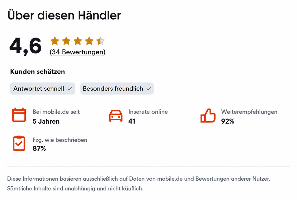 mobile.de Bewertungsmaske
